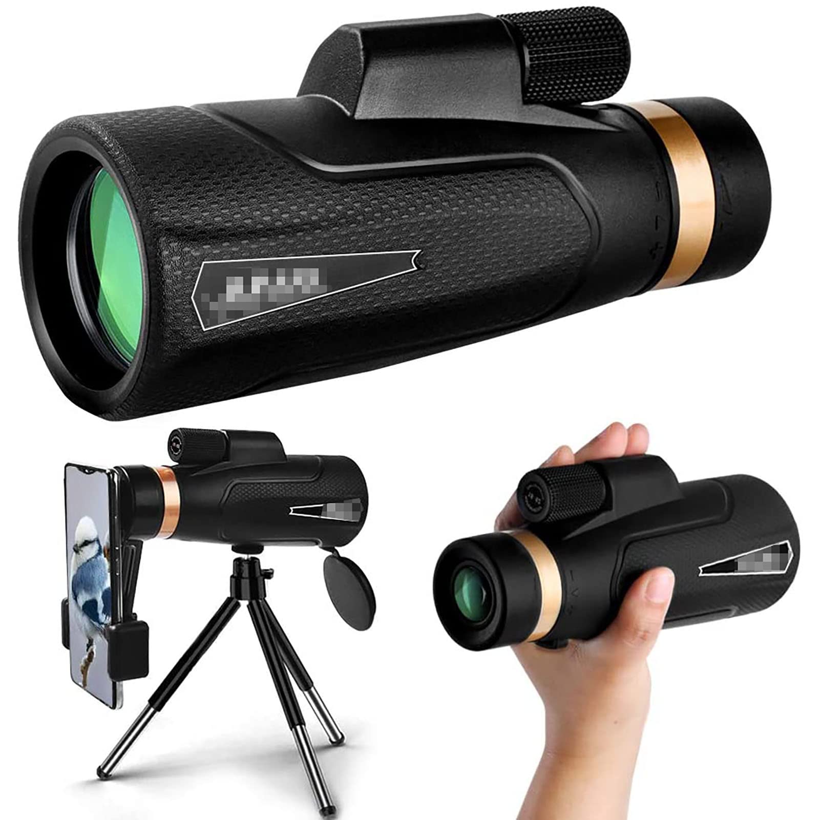 Monocular 12x50 portátil para observación de aves con prisma BAK4 HD y trípode 8