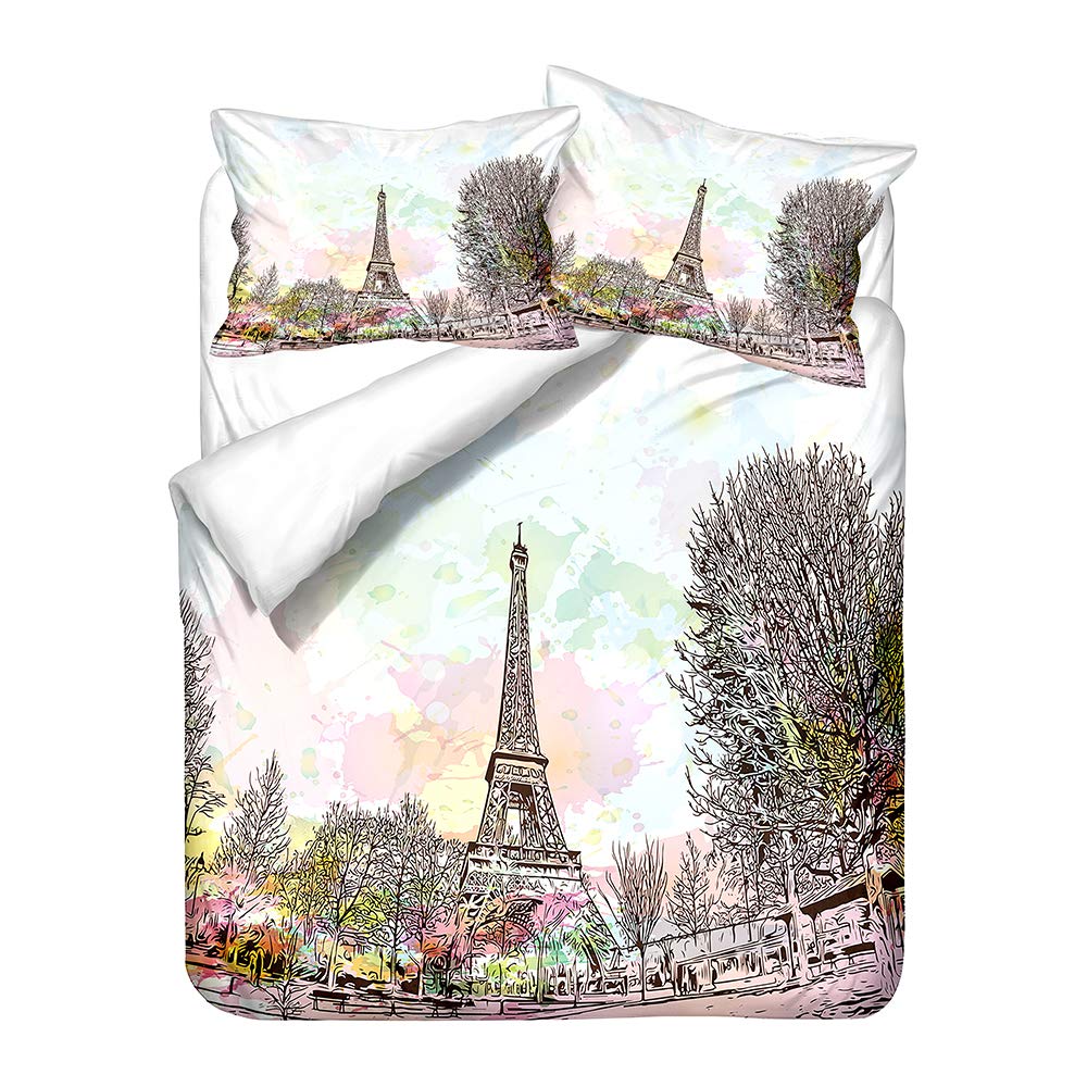 Parure de lit 2 personnes microfibre avec housse de couette 140x200 et drap lit
