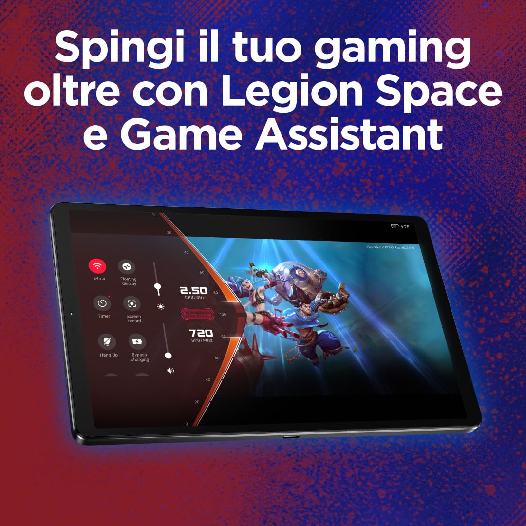 Lenovo Legion Tab con Google Gemini - Tablet Gaming 8.8" | 2.5K 165Hz, Processore Qualcomm Snapdragon 8 Gen 3, RAM 12GB LPDDR5x, Memoria 256GB, Wi-Fi 7, Android 14, Eclipse Black