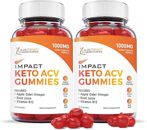 Justified Laboratories Gomitas Impact Keto ACV de 1000 mg con jugo de granada, raíz de remolacha B12 120 gomitas