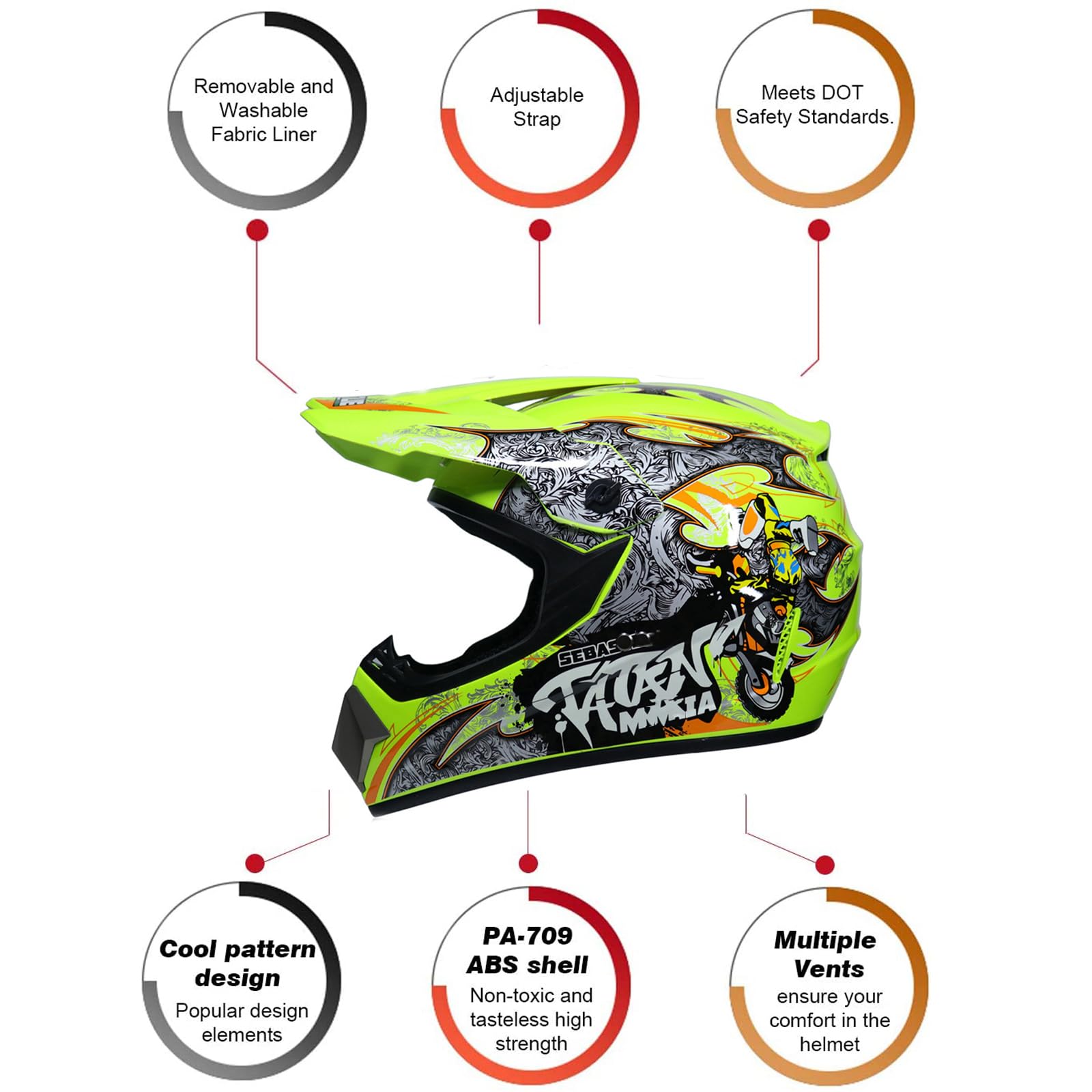 Cascos De Moto Casco Moto Integral Infantil UIGJIOG