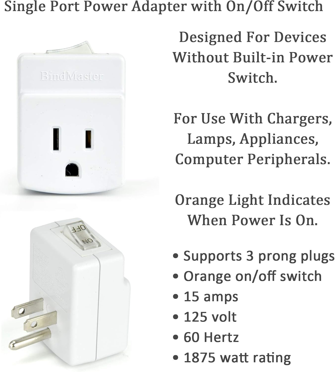 Big Sale BindMaster 3 Prong Grounded Single Port Power Adapter with Indicator On/Off Switch (3 Pack) Black Friday Sale 2022 BindMaster 3 Prong Grounded Single Port Power Adapter with Indicator On/Off Switch (3 Pack)