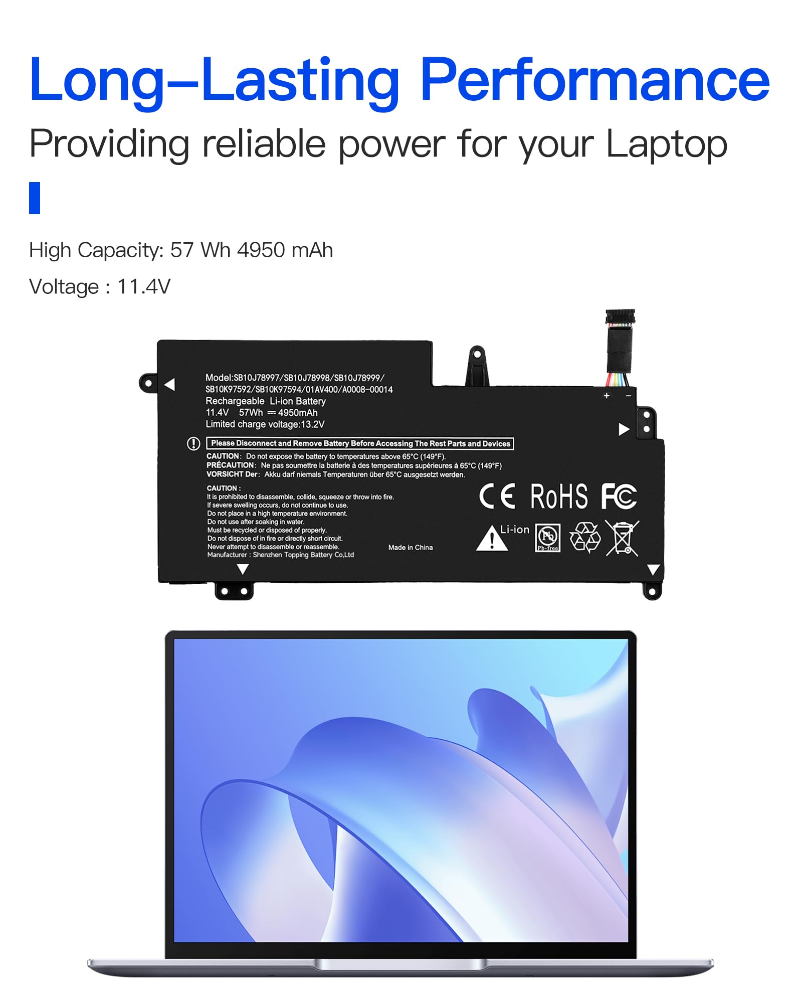 SB10J78997 Laptop Batteria per Lenovo ThinkPad 13 1st 2nd Gen