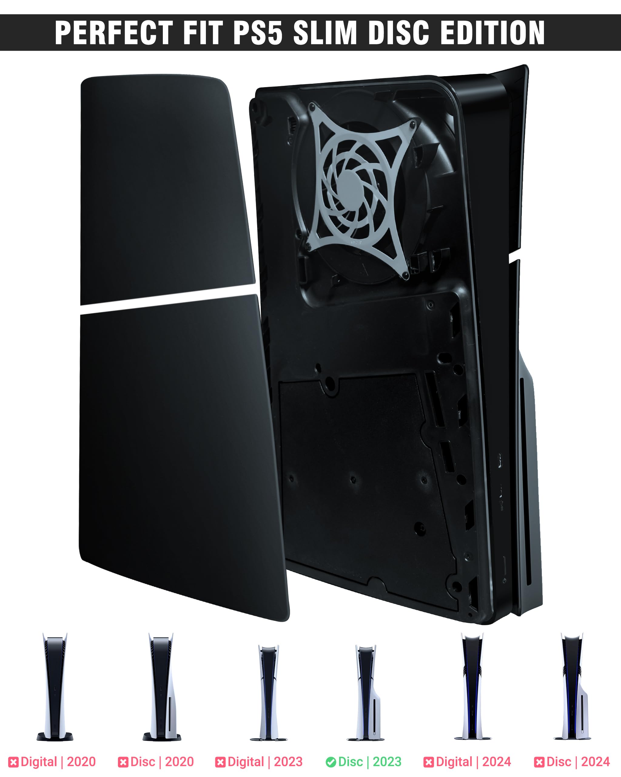Joso Plaque frontal pour PS5 Slim Disc Edition, boîtier anti-rayures et étanche à la poussière de remplacement, couvercle adapté pour console PS5 Slim, plaques pour accessoires PS5 Slim, installation