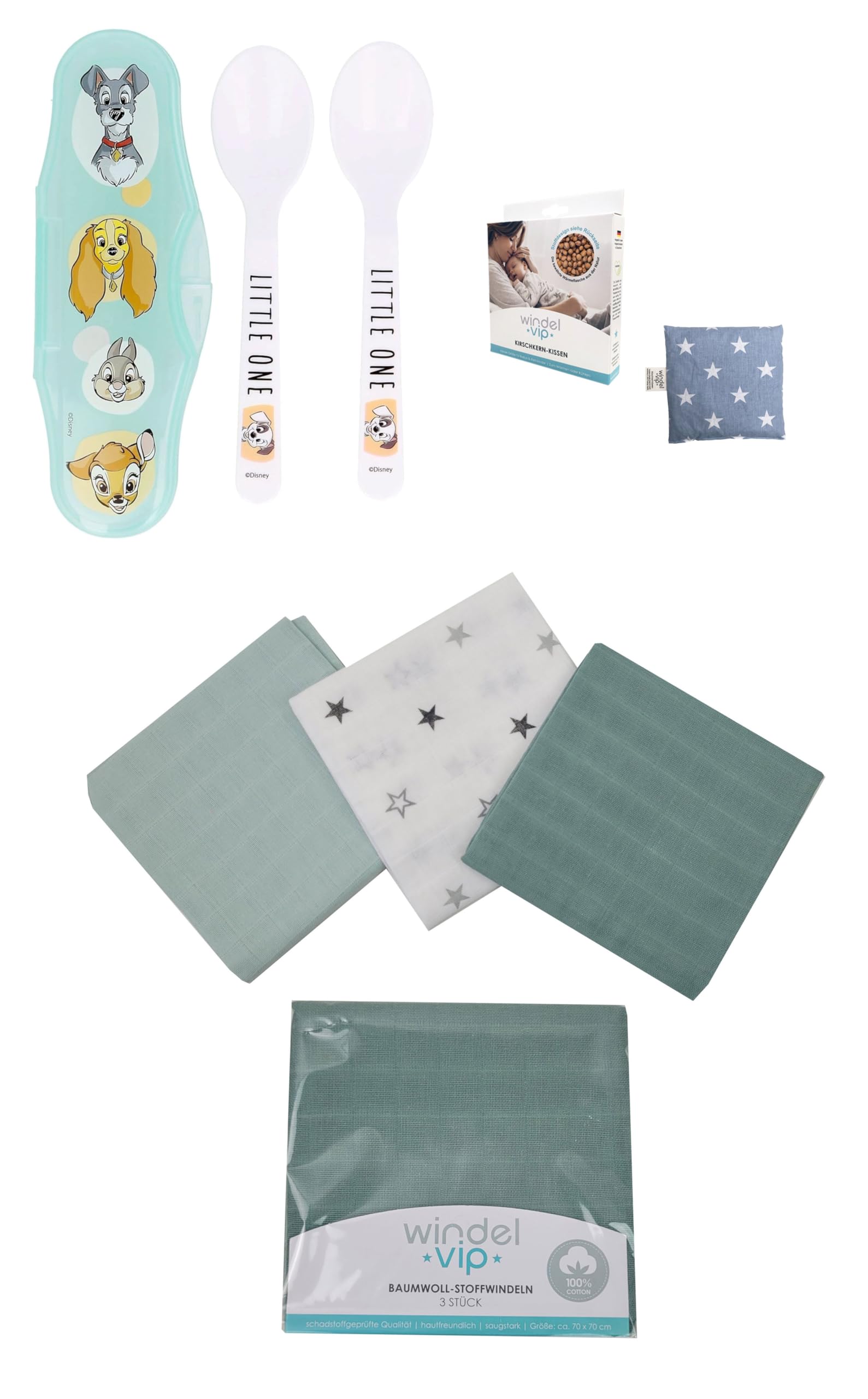 VIP Geschenk zur Geburt Geschenkkorb Taufgeschenk im Trittschemel (Grün - Unisex)