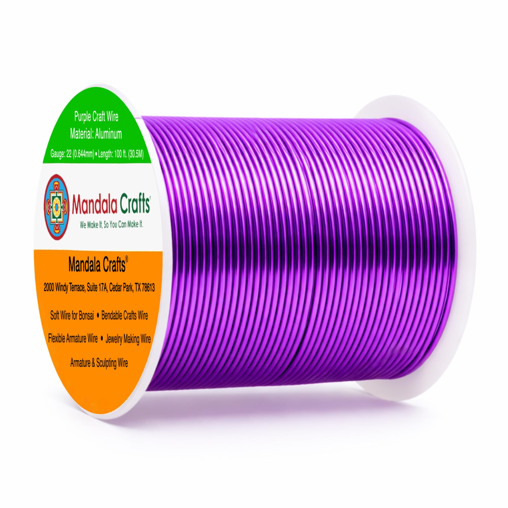 Mandala Crafts 22 Gauge Purple Anodized Aluminum Craft Wire, 100 FT
