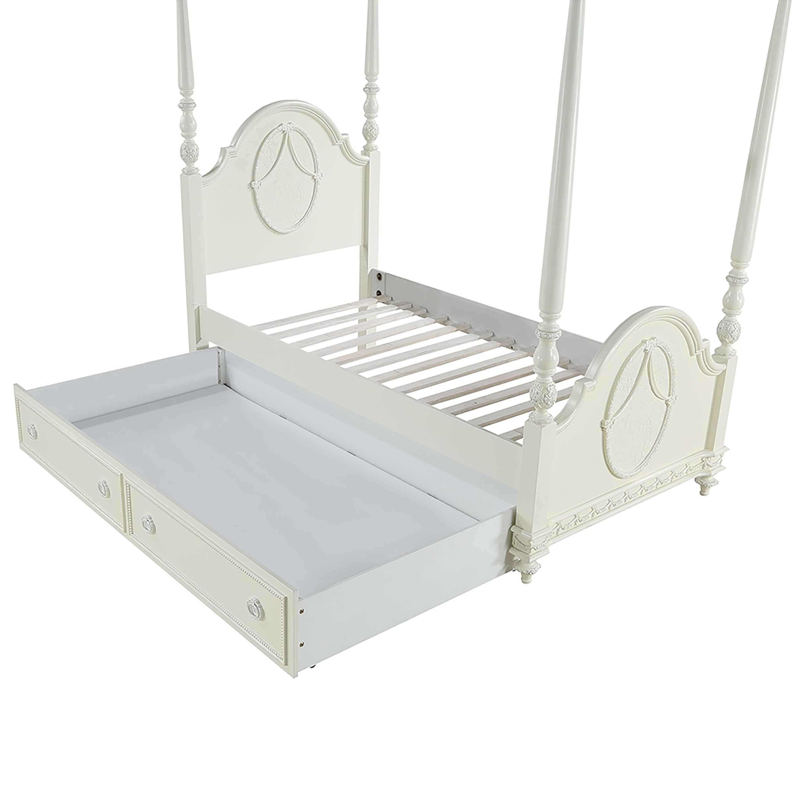 Amazon.com: Acme Dorothy Teenager Twin Poster Bed in Ivory : Home