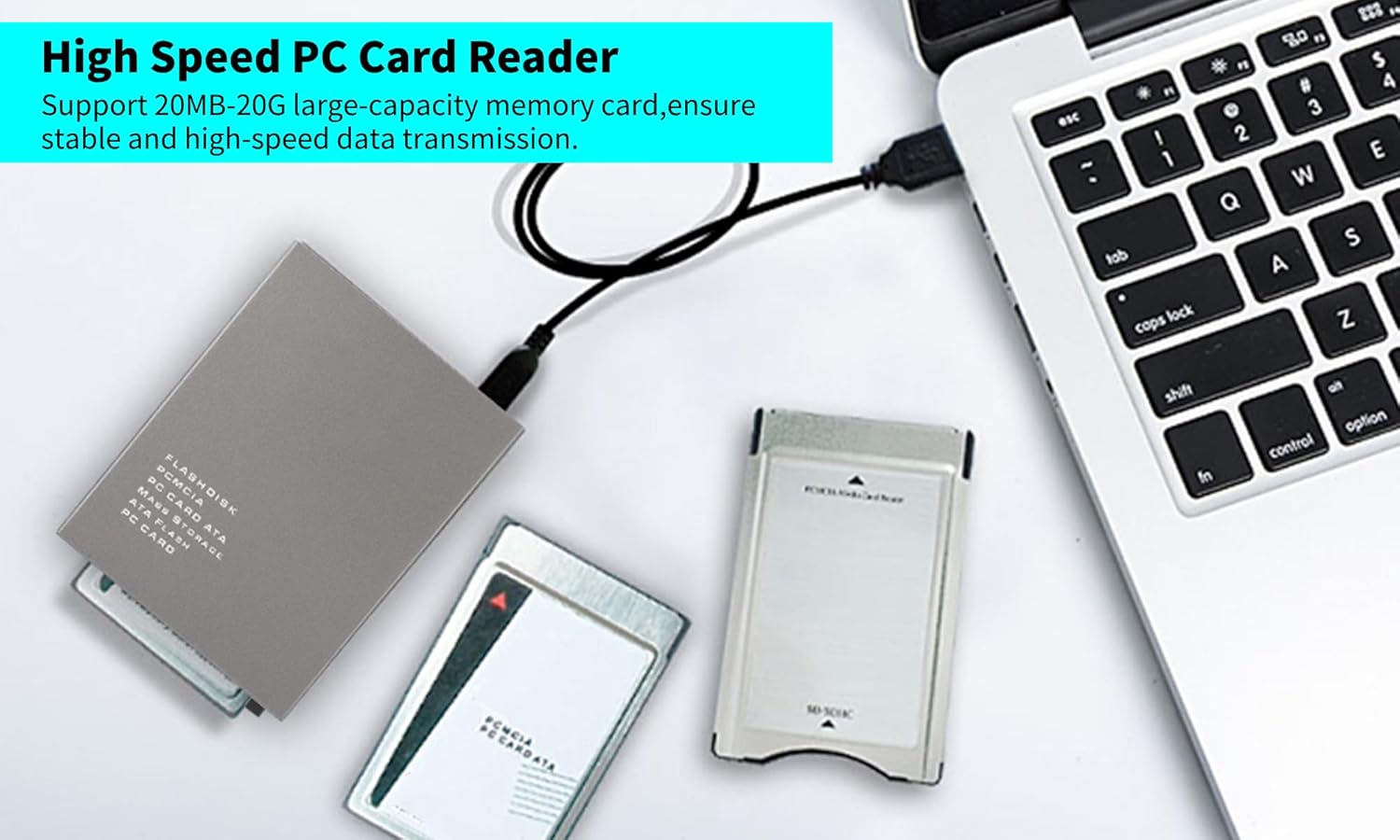 PC Card Reader，USB2.0 Interface PCMCIA Card Reader，68PIN ATA Flash PCMCIA PC Card to USB 2.0 Industrial Grade Card Reader，Plug and Play，Compatible with Multiple Systems