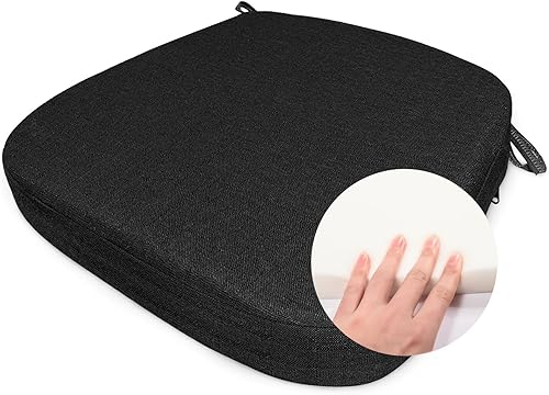 Miniatura 2 de Juego de 4 cojines para silla de comedor con lazos para sillas de comedor, de espuma viscoelástica, gruesos, 17 x 16.5 x 2 pulgadas, con funda