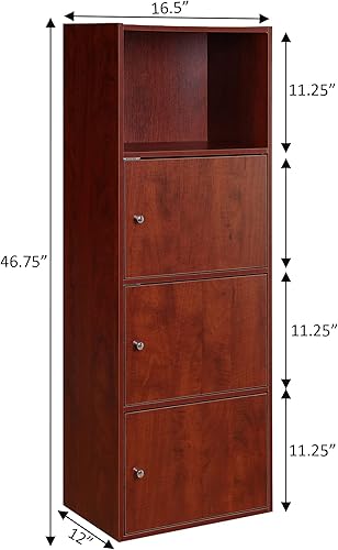 Miniatura 3 de Convenience Concepts Xtra Storage - Estantería de tres puertas con acabado de madera de cerezo