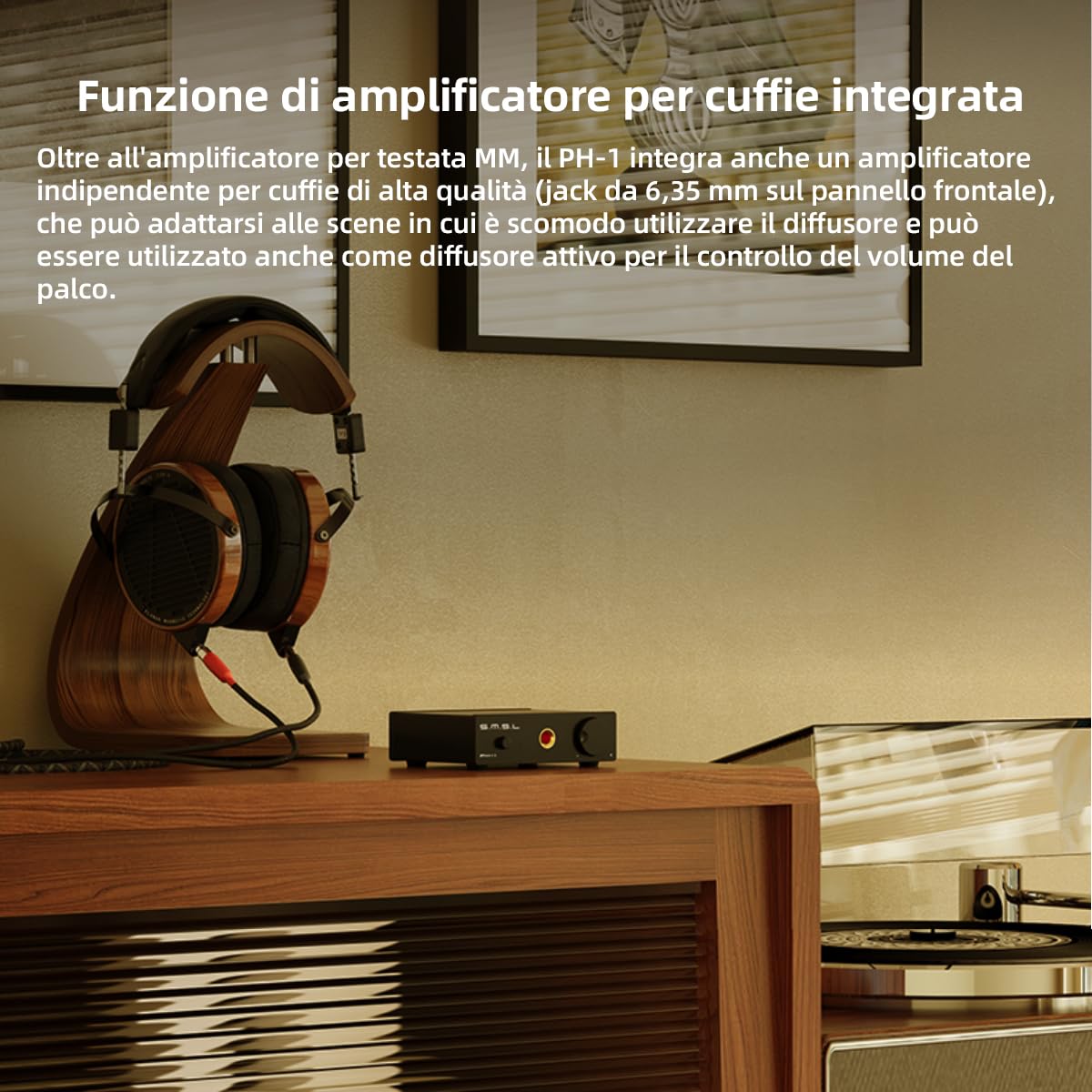 S.M.S.L PH-1 Preamplificatore Phono Mini per Giradischi MM, Amplificatore Audio Stereo HiFi, Preamp con Uscita RCA 6.35mm, Alimentazione DC 5V
