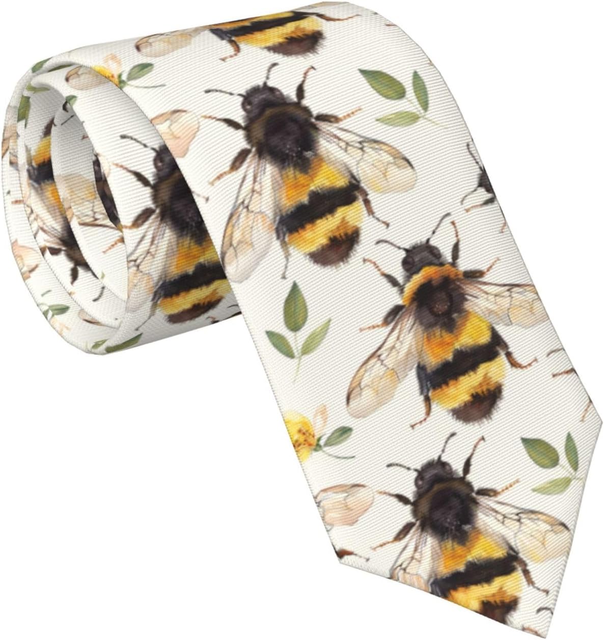 Famame Men's Tie Necktie Funny Novelty Black Cat Hibiscus Flowers Neckties for Men