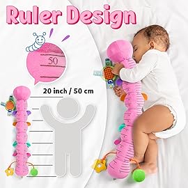 LIGHTDESIRE Baby Toys Musical Caterpillar,Infant Toys Stuffed Animals with Ruler Design,Mirror,Pull String&Ring Bell,Baby Teething Toys for Tummy Time Toy Newborn Gifts 3 6 12 Months(Pink,Leafy Limb)