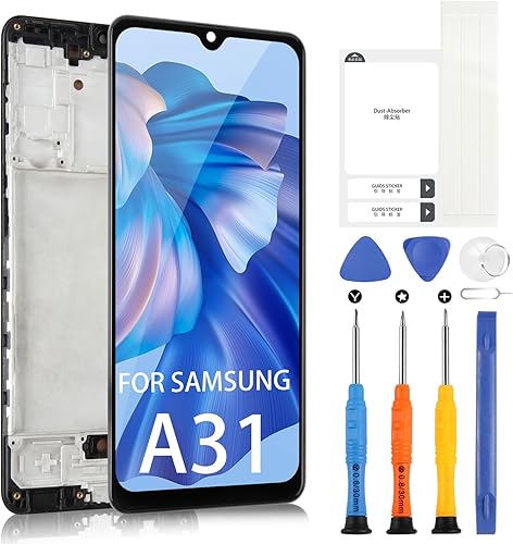 Reemplazo de pantalla con marco para Samsung Galaxy A31 A135 para SM-A315F SM-A315FDS SM-A315GDS Pantalla LCD táctil digitalizador negro (no para