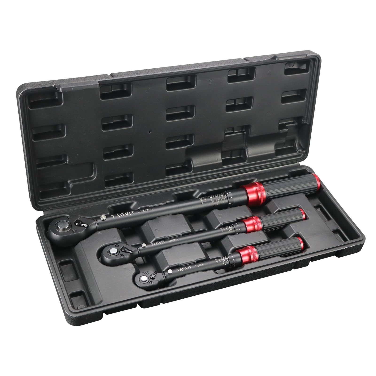 Set di 3 Chiavi Dinamometriche Meccaniche | 5-25Nm / 10-60Nm / 20-220Nm | Massima Precisione, Alta Durata per Officina, Riparazione Auto, Fai da Te e Industria