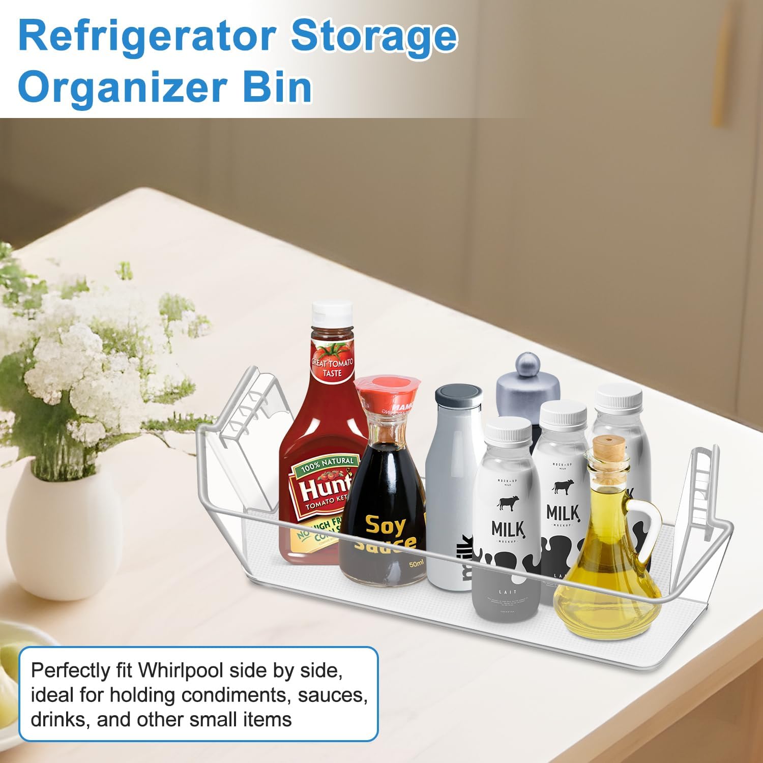 UPGRADED W11366475 Refrigerator Door Bin Shelf,Compatible with Whirlpool Kenmore Refrigerator Door Shelf W10728185,Replaces Part WRF757SDH WRF767SDH WRV986FDE Left Side-Fridge Door Sheves Replacement