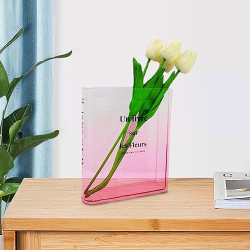 Miniatura 2 de Yimin Florero de acrílico transparente para libros, moderno jarrón estético para estantería, mesa de comedor, escritorio, dormitorio, oficina,