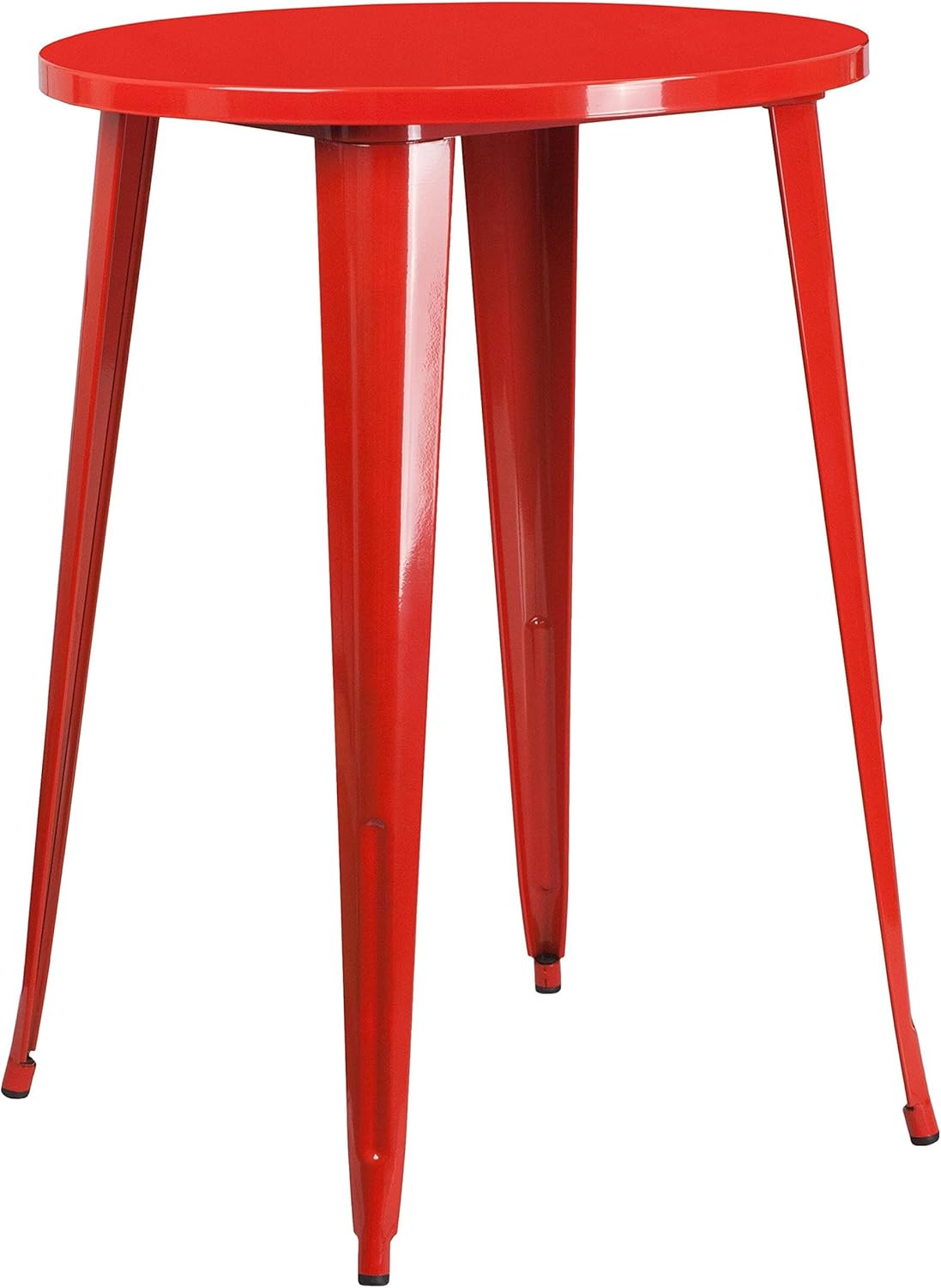 BOWERY HILL Metal Patio Bistro Table, 30 in Round Top, 41 in Height, Red Finish, Indoor/Outdoor Use, Commercial and Residential, Industrial Style Dining Table for Cafes, Bars, Restaurants, Home