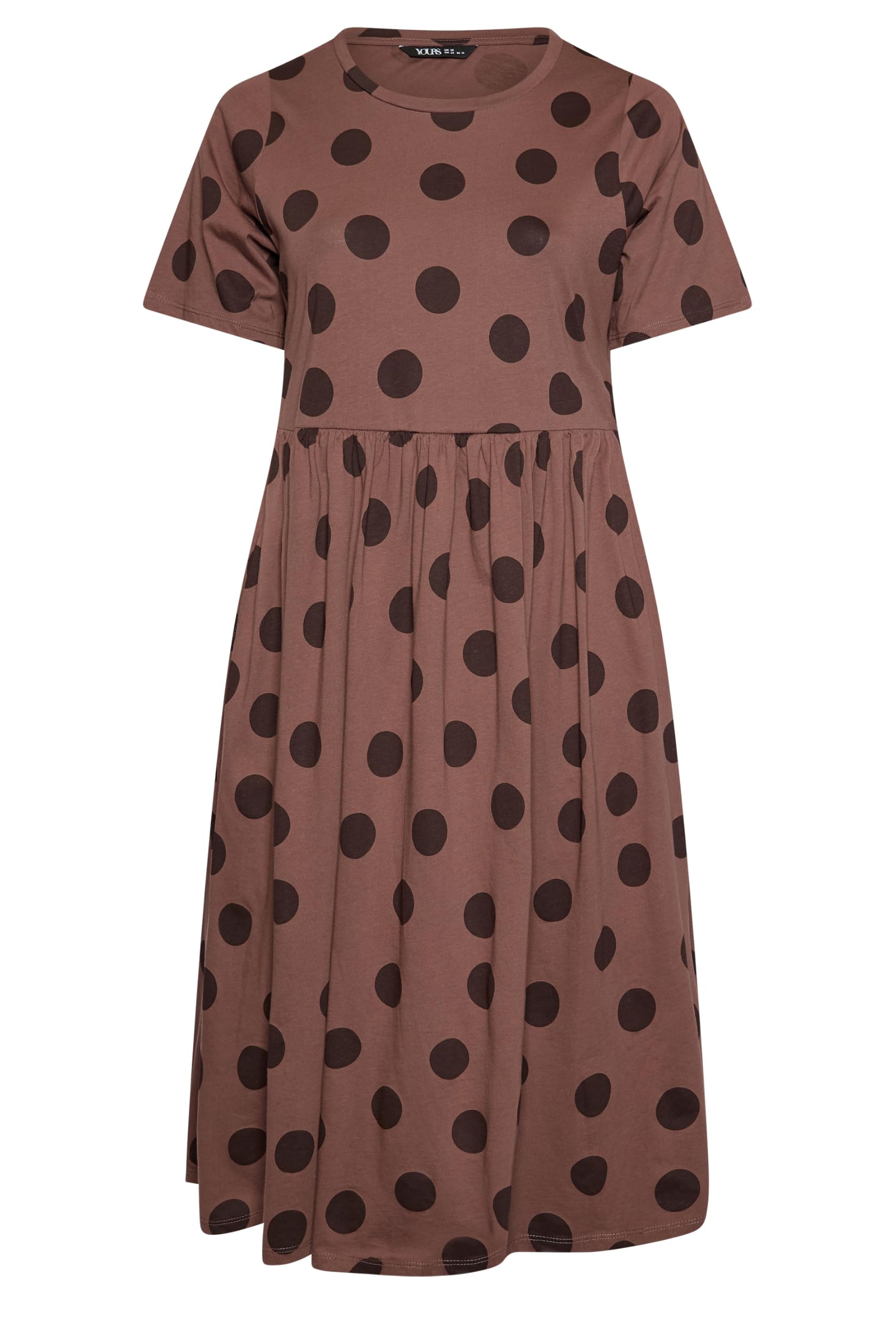 Yours Women's Polka Dot Dress in Brown | Size: 22-24