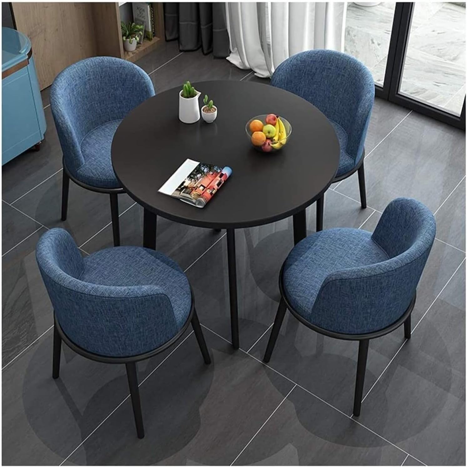 Office Conference Table Small Meeting Room Table, Round Table Space-Saving Furniture, Negotiate Table and Chair Combination Modern Bar Restaurant Coffee Shop Office (Color : Gray)