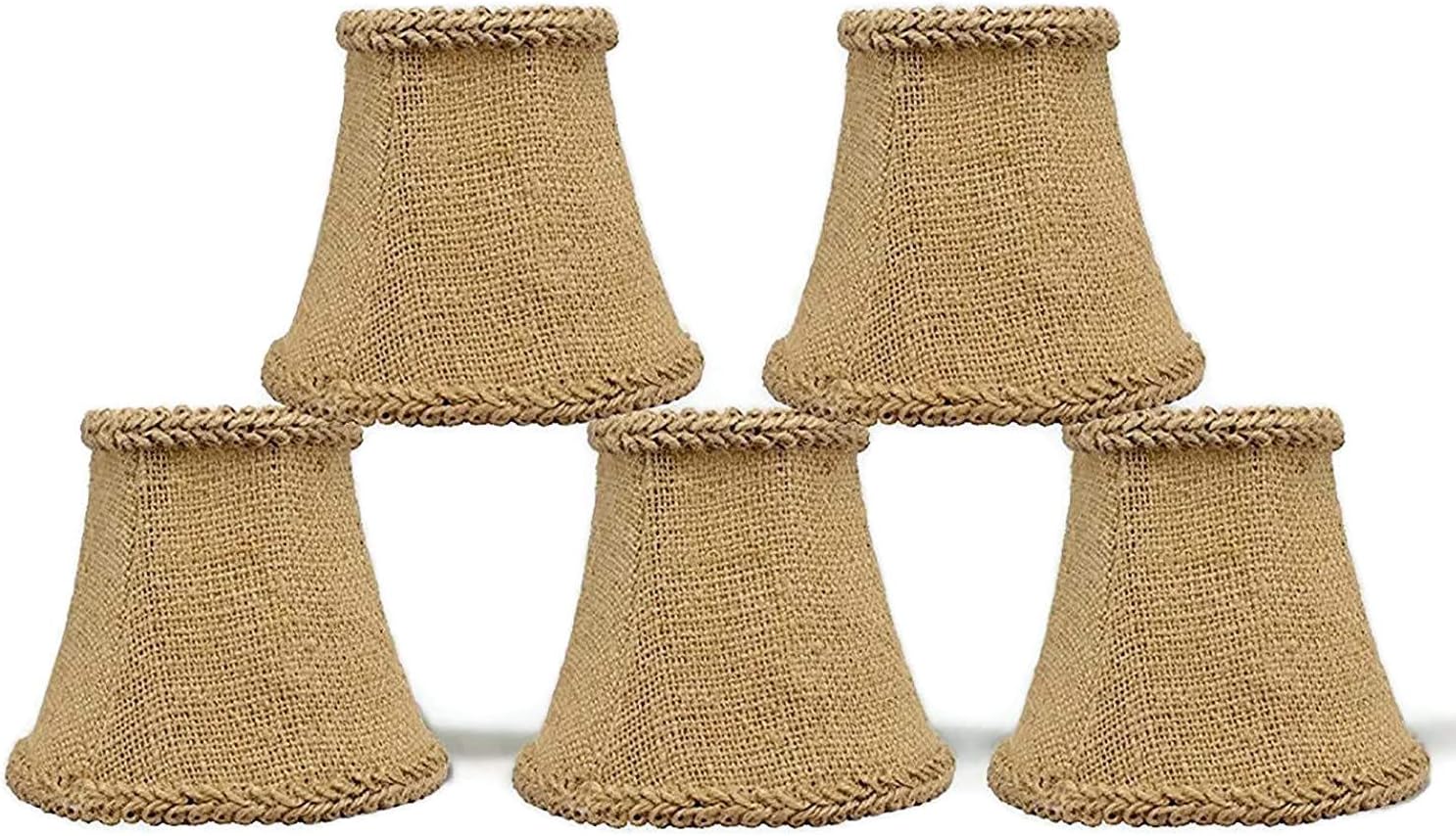 Urbanest Chandelier Mini Lamp Shades 5-inch, Bell, Clip On, Burlap (Set of 5)