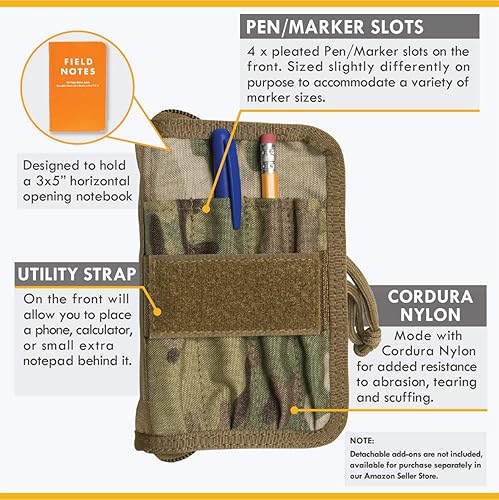 Miniatura 3 de TACTICAL NOTEBOOK COVERS.COM TACSOP Battle Book Cover System para cuadernos de 4 x 6 pulgadas, con 6 ranuras plisadas para bolígrafosmarcadores,