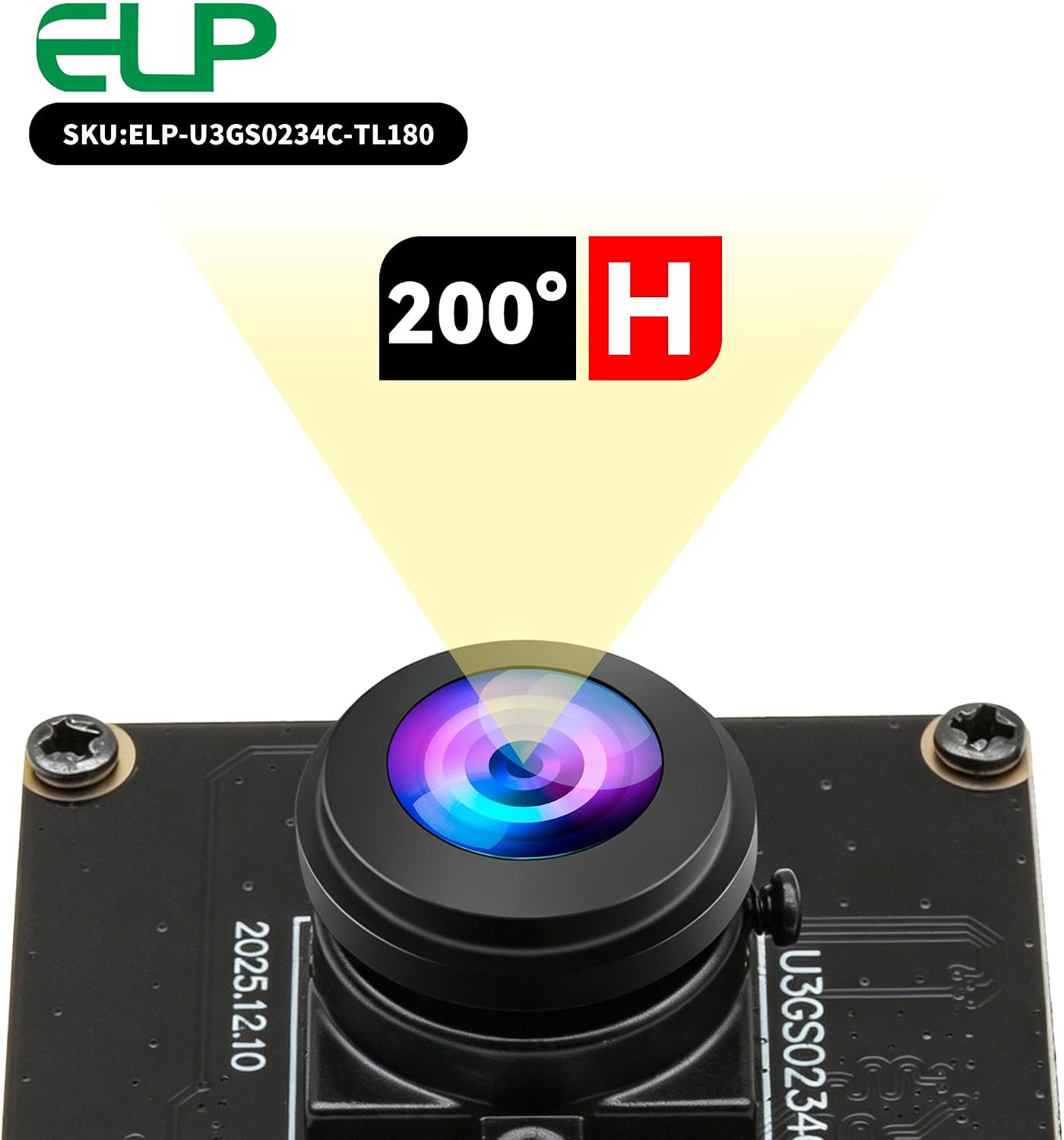 ELP High Speed 200FPS Global Shutter USB3.0 Fisheye Camera Module Wide Angle 180degree Webcam Board for Computer Mini UVC USB3.0/2.0 PC Camera Fast Frame Lightburn Cameras 1200P 120fps 200° Webcamera
