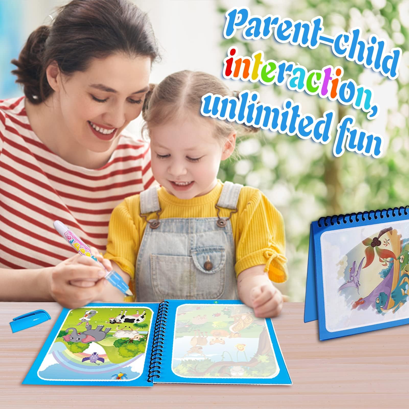 8 Pezzi Magic Water Coloring Book, Libri ad Acqua Bambini Drawing Libro da Colorare Doodle con Pen Penna Magica di Pittura per Riutilizzabile Magico Disegno Istruzione Educativo