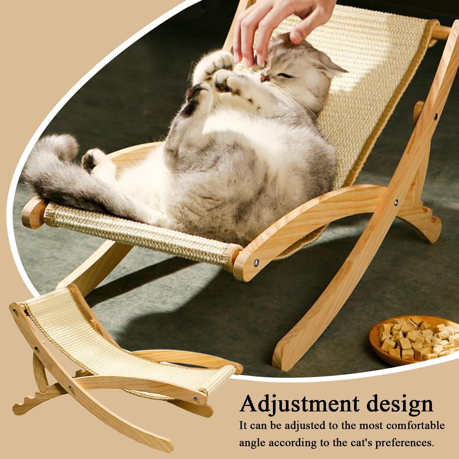 Generico Katzen Kratzstuhl | Verstellbarer Hängematten Stuhl | Klappbare Möbel für Haustiere Wohnzimmer Schlafzimmer Terrasse Tierarztpraxis | Komfort Pet Chair Katzenbett