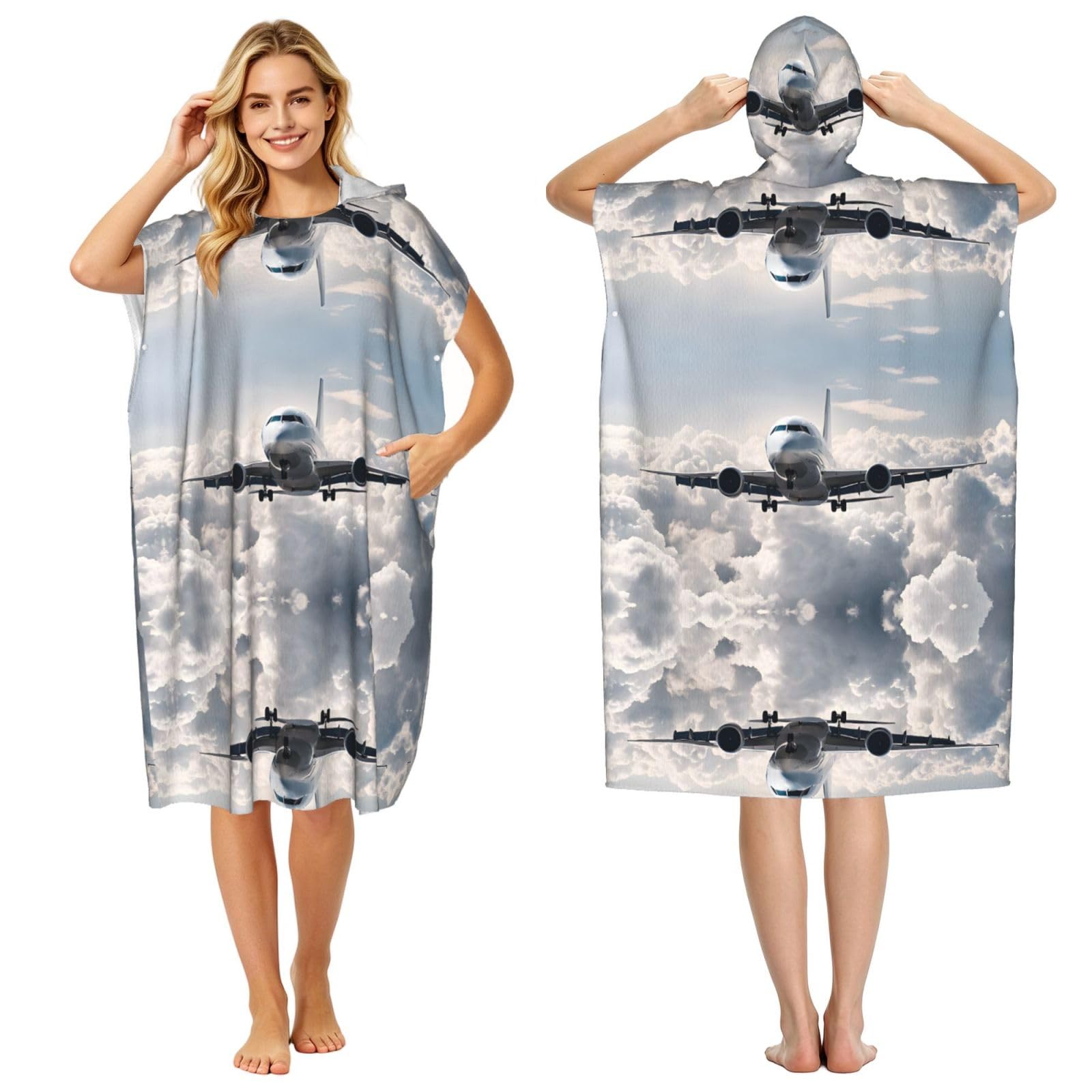 Serviette de plage style poncho pour se changer facilement après le surf