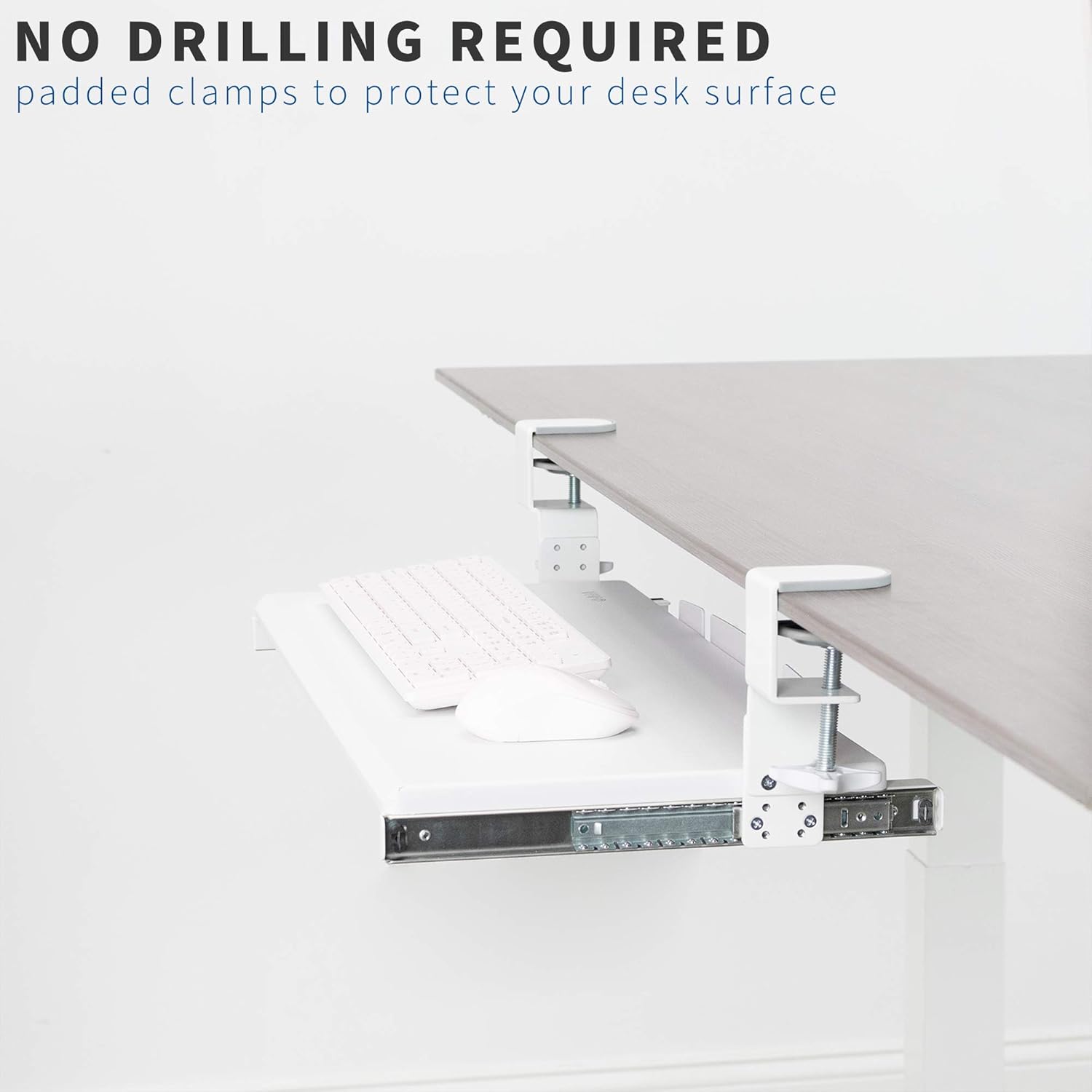 VIVO Large Under Desk Height Adjustable Ergonomic Keyboard Tray, C-clamp Mount System, 27 (33 Including Clamps) x 11 inch Slide-Out Platform Computer Drawer for Typing, Mouse Work, White, MOUNT-KB05HW : Office Products