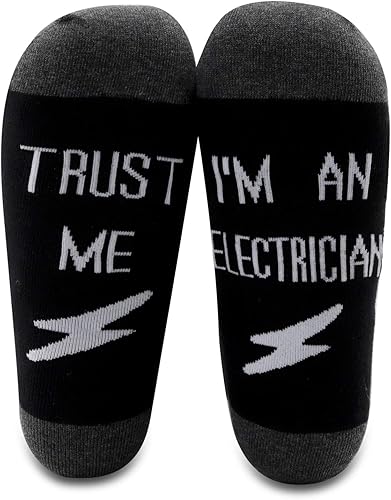 MBMSO 2 pares de calcetines de electricista Funny Trust Me I'm An Electrician Gift Regalo de ingeniero eléctrico y liniero