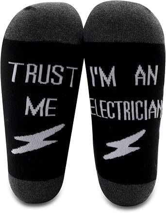 MBMSO 2 Pairs Electrician Socks - Funny Trust Me Im An Electrician Gift - Electrical Engineer and Lineman Gift