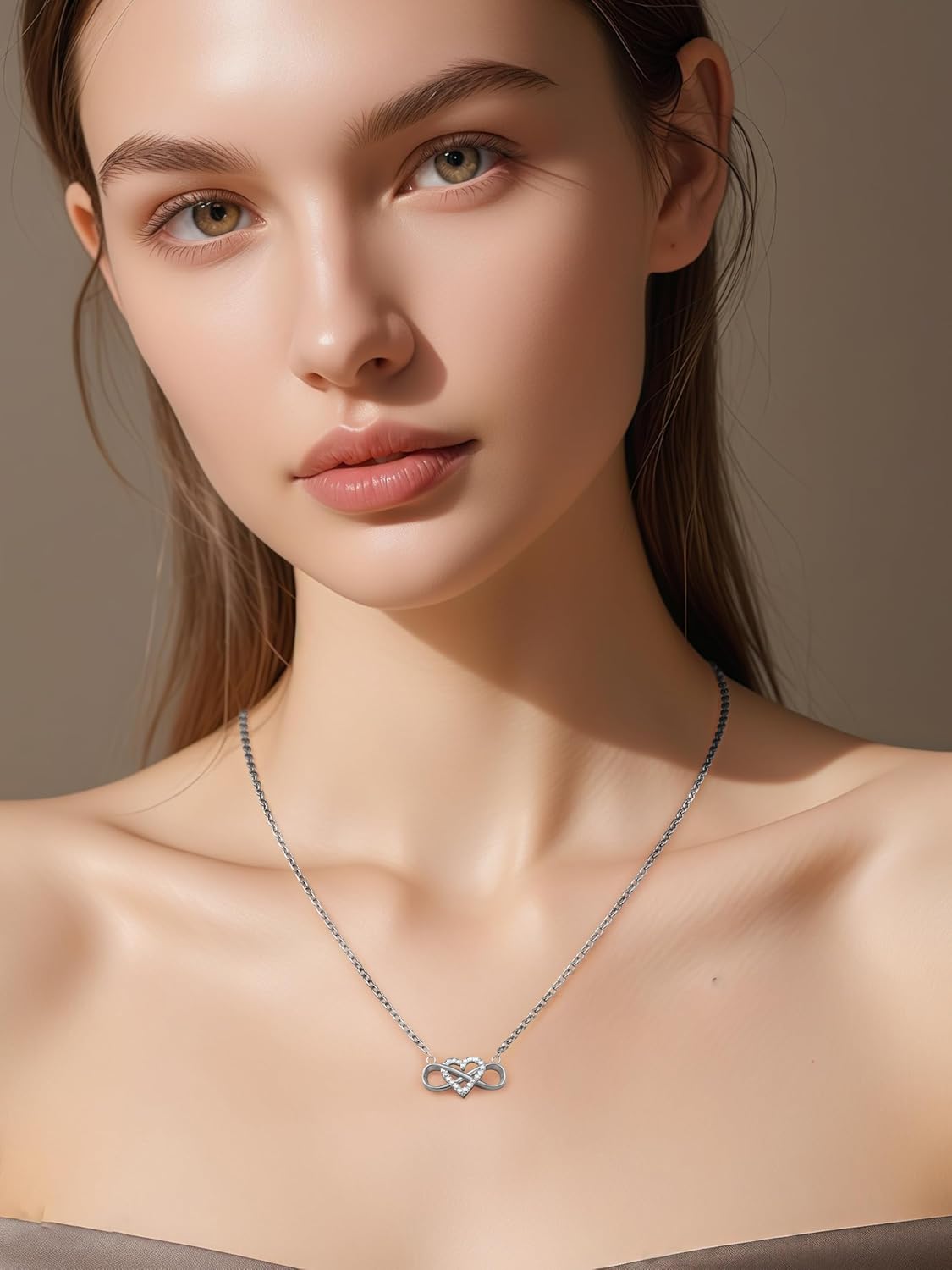 18K Gold Plated Cubic Zirconia Infinity Heart Cross Necklace For Women，Forever Love Heart Pendant Necklace - Image 3