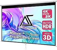 Akia Screens 110 Inch 16:9 Manual Pull Down Projector Screen - 4K 8K HD Auto-Lock, Wall Ceiling Mount, MaxWhite 2 (AK-M110H1)
