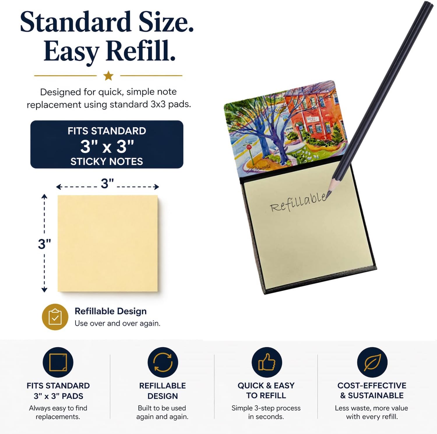 Caroline's Treasures 6057SN Harbour Refillable Sticky Note Holder or Postit Note Dispenser, 3.25 by 5.5", Multicolor image 2