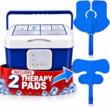 [CBL] Programmable Cold Therapy Machine, Ice Machine for Knee After Surgery with Knee & Shoulder Pads, Ice Water Circulation System, Quiet Pump, Timer & Flow Control, Post-Surgery Pain Relief