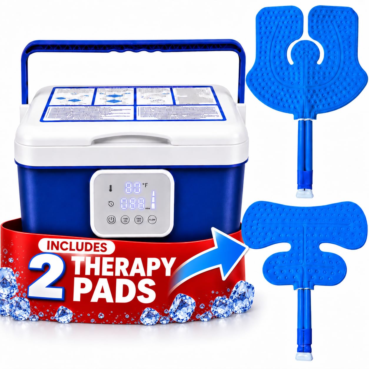 View 1 of [CBL] Programmable Cold Therapy Machine, Ice Machine for Knee After Surgery with Knee & Shoulder Pads, Ice Water Circulation System, Quiet Pump, Timer & Flow Control, Post-Surgery Pain Relief