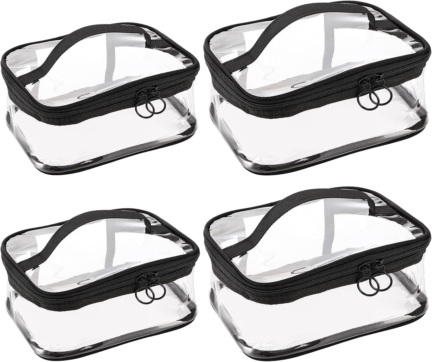 Peohud 4 Pack Portable Clear Makeup Bags with Zipper, Waterproof