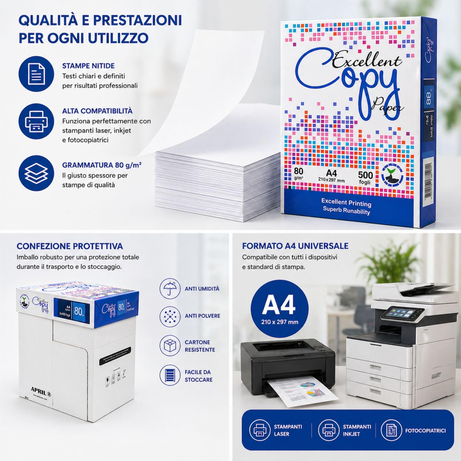Risma Carta A4 2500 fogli 5 pacchi da 500 fogli