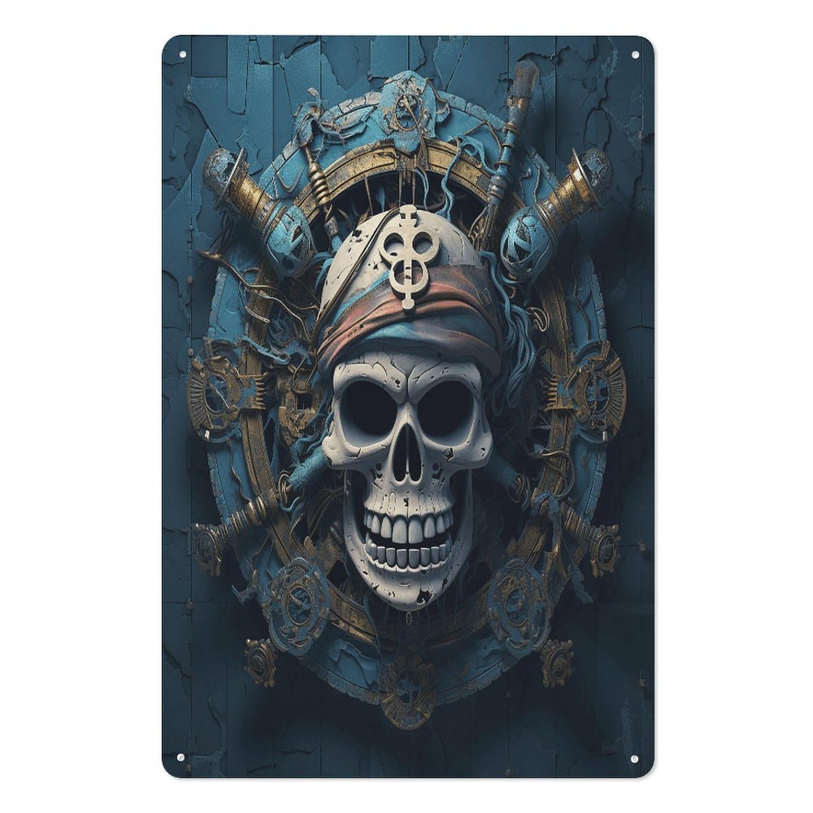 Adfgyerh Style Skeleton Pirate Tin Sign Hanging Art Prints,Wall Decor For Gifting And Party Decoration 7.9X11.8 Inch,Wall Art For Home Garden Greenhouse Living Room Bedroom Yard