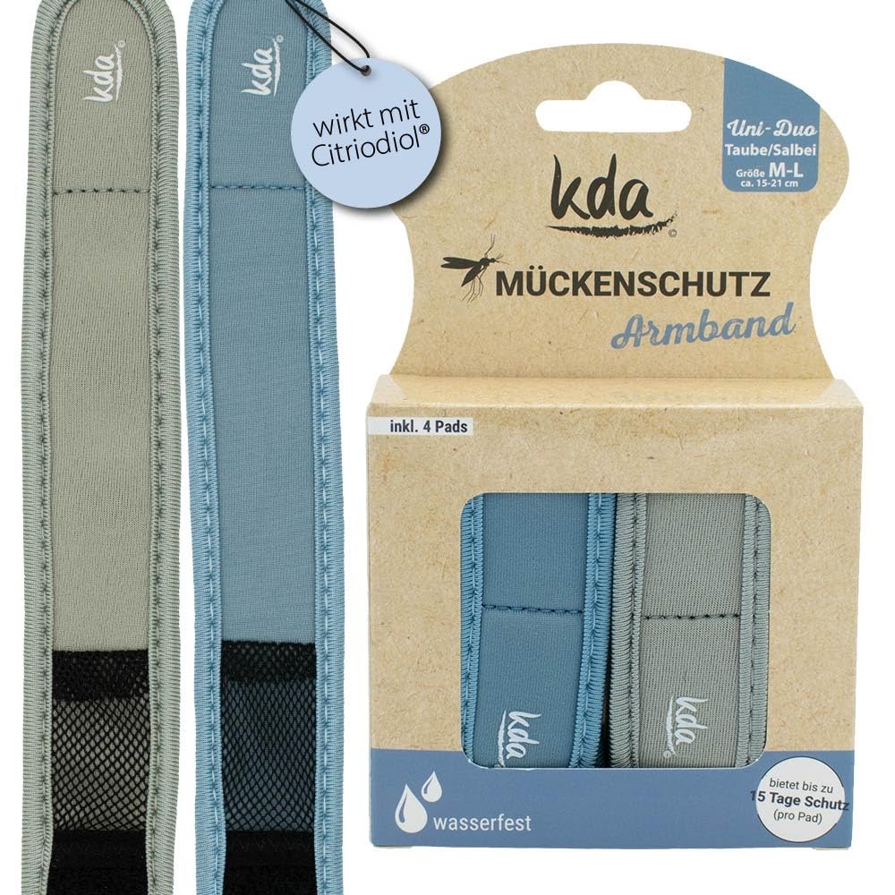 kda Mückenschutzarmband Uni DUO Sparpaket - 2x Uni Duo mit je 2 Armbändern + 4 Nachfüllern + 2x GRATIS MÜCKENSCHUTZSTICKER - Mückenschutz Moskito Insektenschutz Outdoor Wandern Camping Sport Sommer