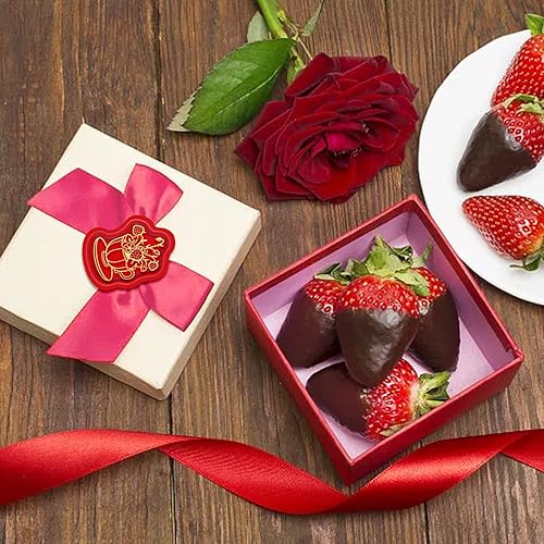 Miniatura 5 de CRASPIRE Sello de cera para tazas, sellos de cera de fresa, retro, vintage, extraíble, de latón, con mango de madera, para invitaciones de boda,