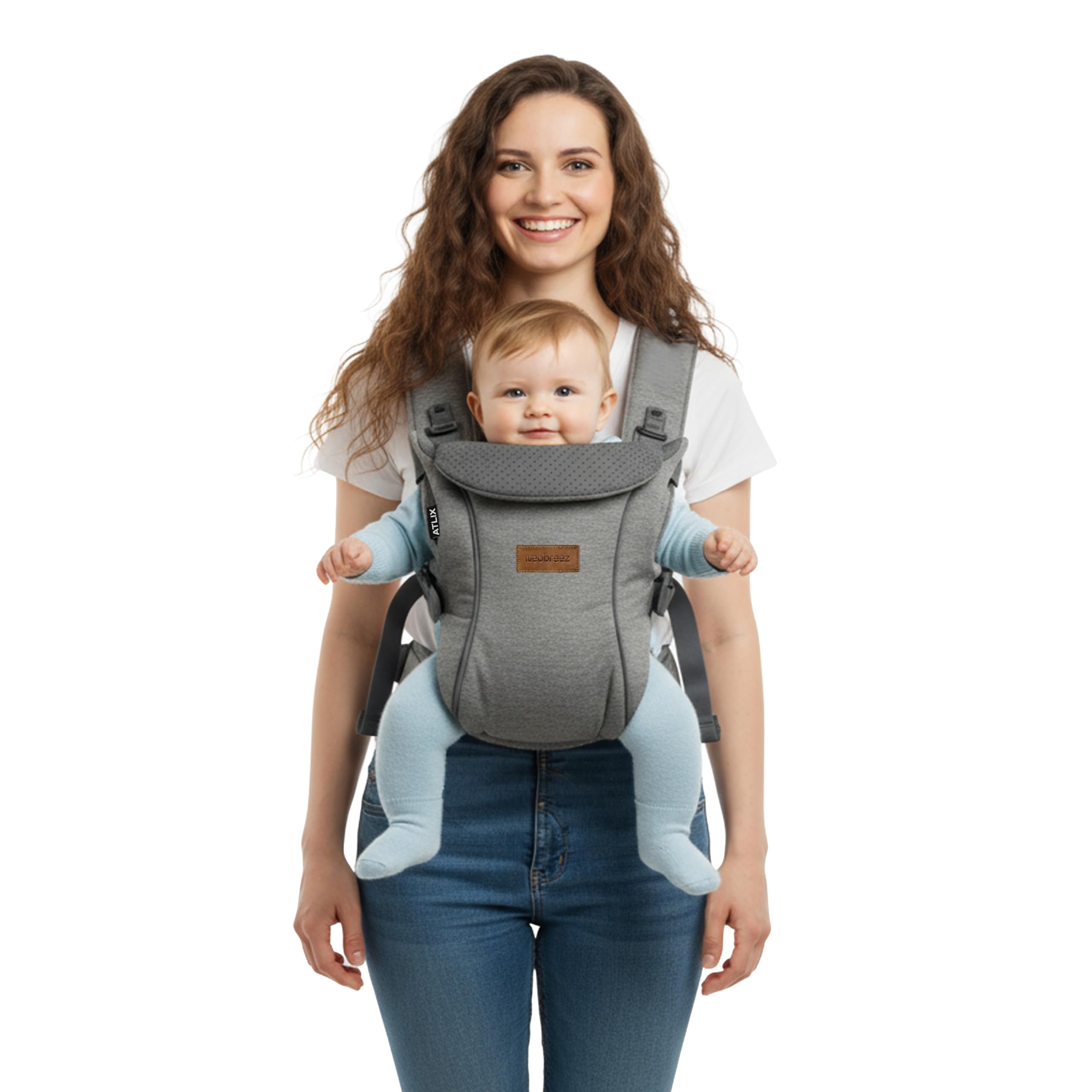 ATLIX 3-in-1 Baby Carrier for Newborns to Toddler,Head Support,Extra Soft&Ergonomic,Detachable Privacy Hood&Saliva Cotton Bib,Lightweight Front&Back Backpack Infant Carrier,8-33lbs,3-15kg-image-17