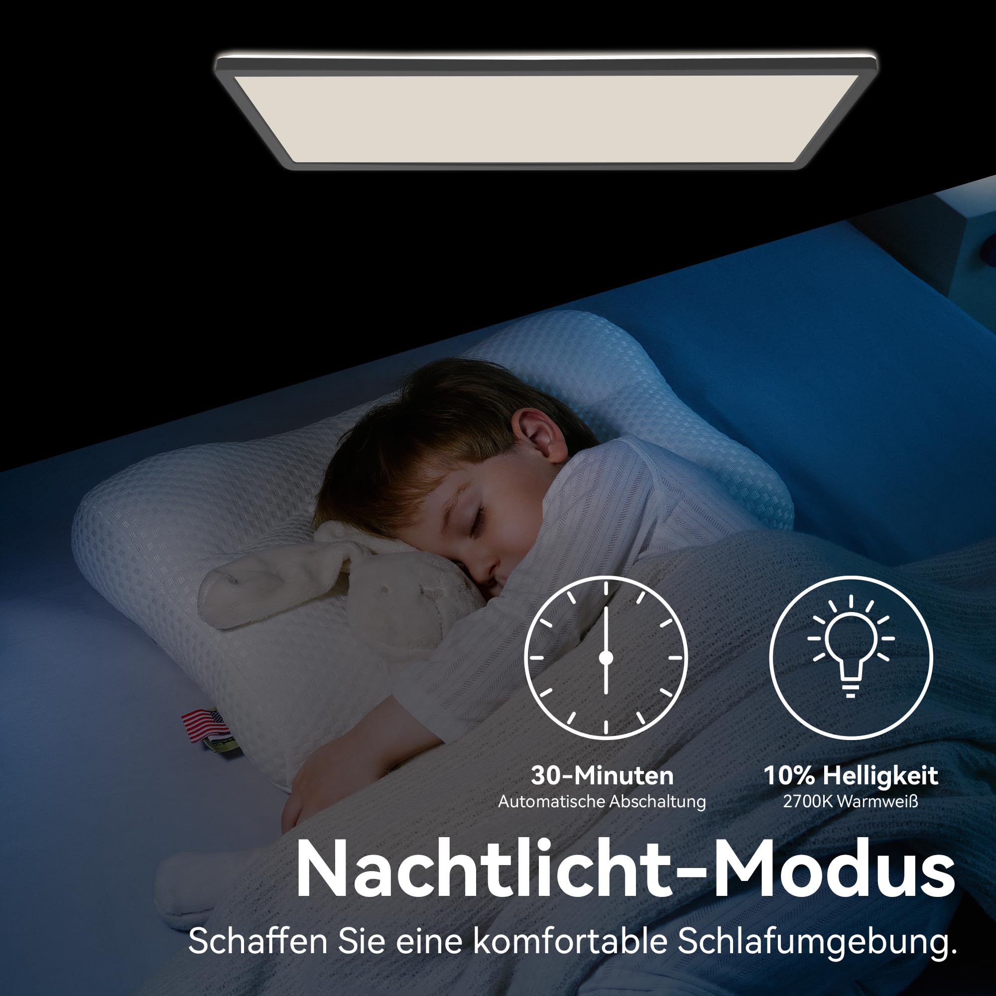 22W Deckenlampe LED Deckenleuchte Dimmbar 2800LM, Schwarz, 58x20cm | mit Fernbedienung, 2700K-6500K, Rechteckig, IP44 Wasserdicht, Ultra Dünn küchenlampe LED Panel for küche Schlafzimmer Büro