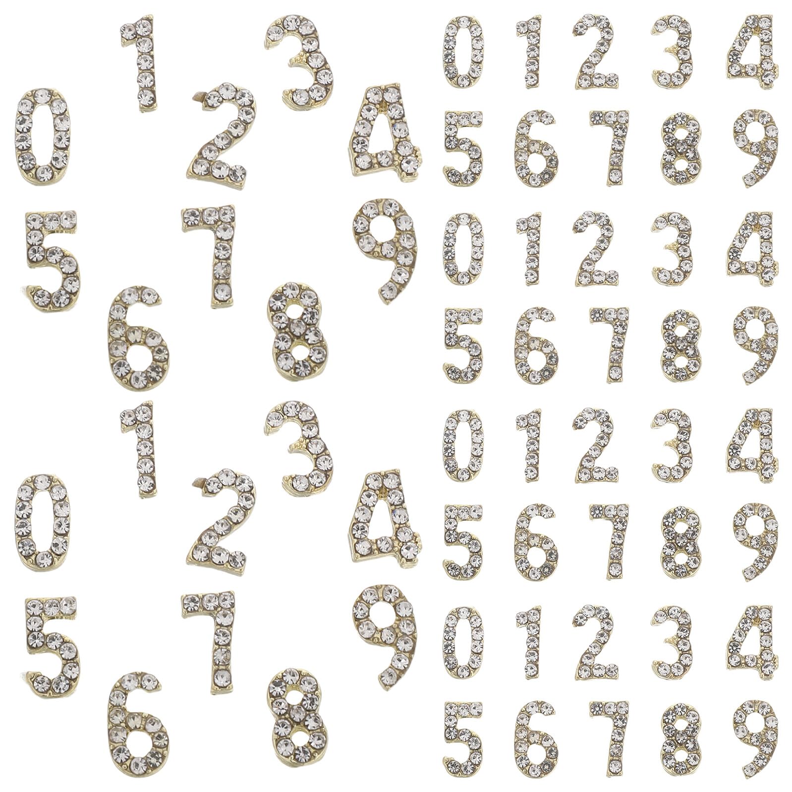Decorazione Unghie Charm Numerici Flatback in Ferro Oro 100 Pezzi | Accessori Gioiello per Nail Art Creativa, per Feste e Performance, Design Unico e Finitura Brillante