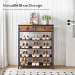HOOBRO Shoe Rack, 5 Tier Shoe Storage Organizer with 2 Non-Woven Drawers, 12-16 Pairs of Shoes for Entryway, Shoe Shelf with 4 Oxford Fabric Shelves and Wooden Top, Closet, Rustic Brown BF78XJ01