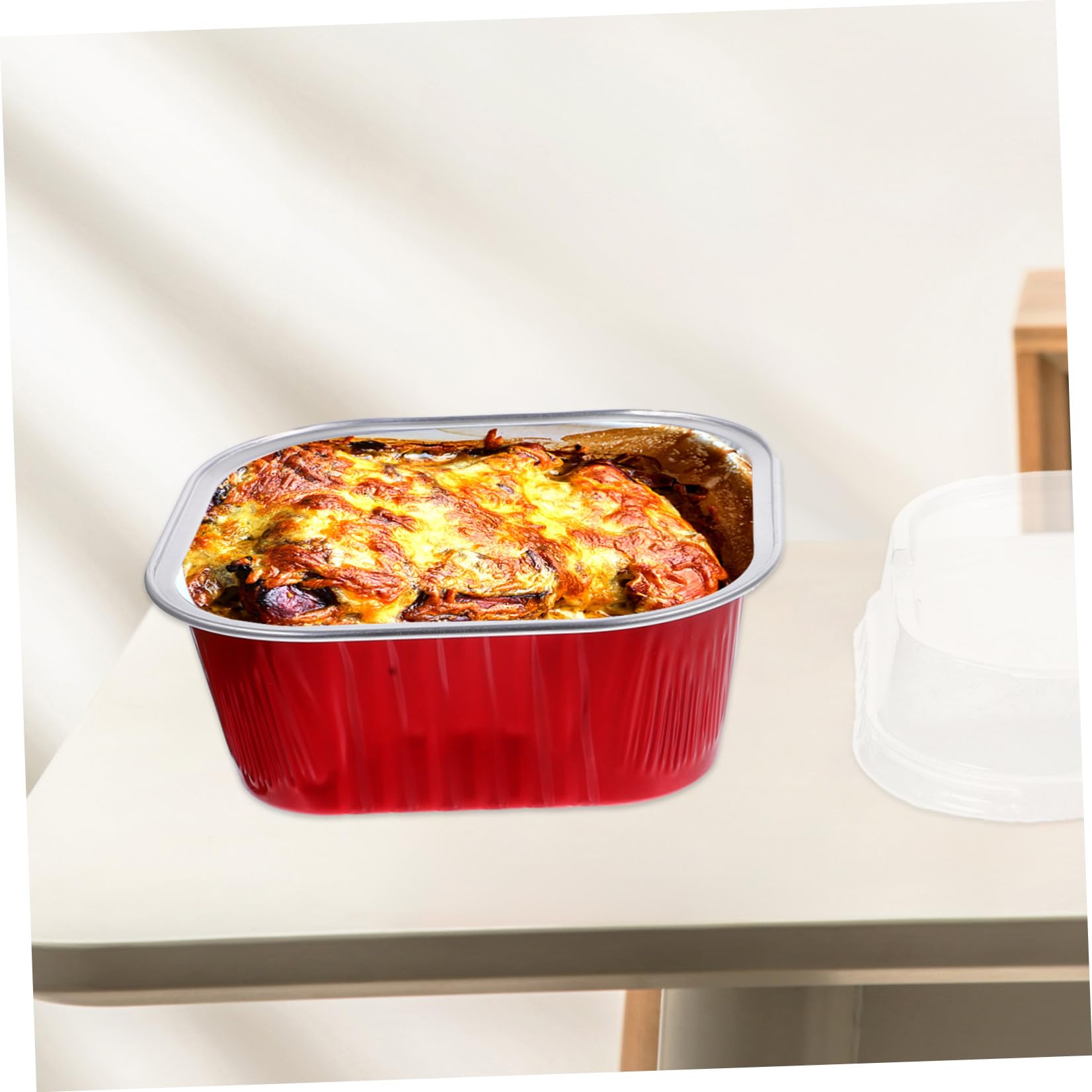 Gatuida Set 40 Scatole Alluminio per Dolci da Forno 300ml Coperchio Rosso, Teglie Usa e Getta Impilabili per Tiramisù Barbecue Picnic Forno Microonde