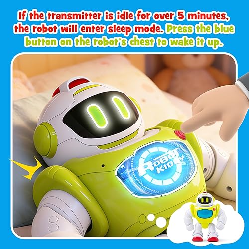 Miniatura 8 de P&C Juguetes de aprendizaje para bebé, actividad para caminar, robot de control remoto con música, sonidos, luz interactiva, juguete para niños