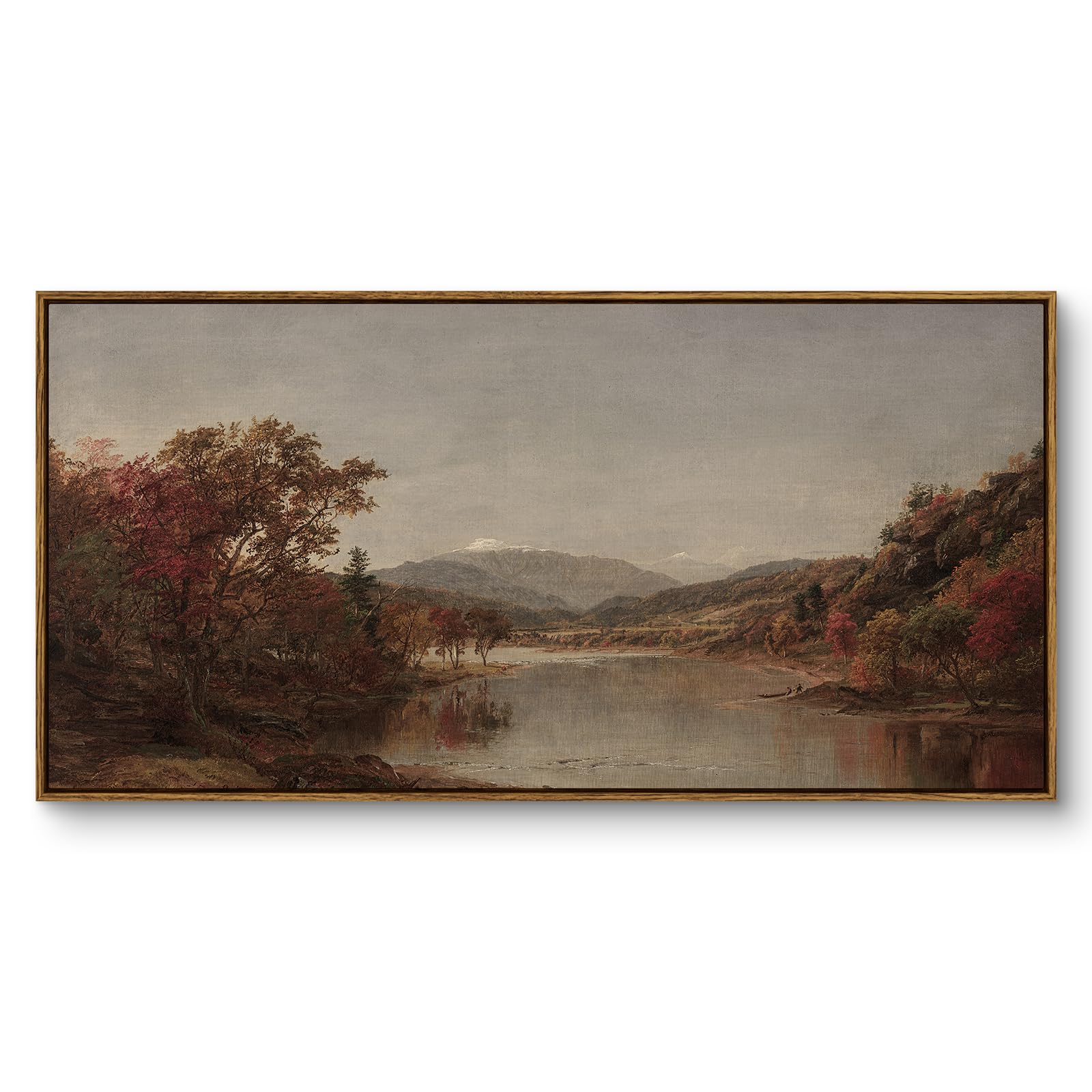 insimsea extra large framed vintage wall art, living room country farmhouse decor, fall nature landscape paintings, canvas prints, retro scenery long picture for bedroom above of bed,20x40inch
